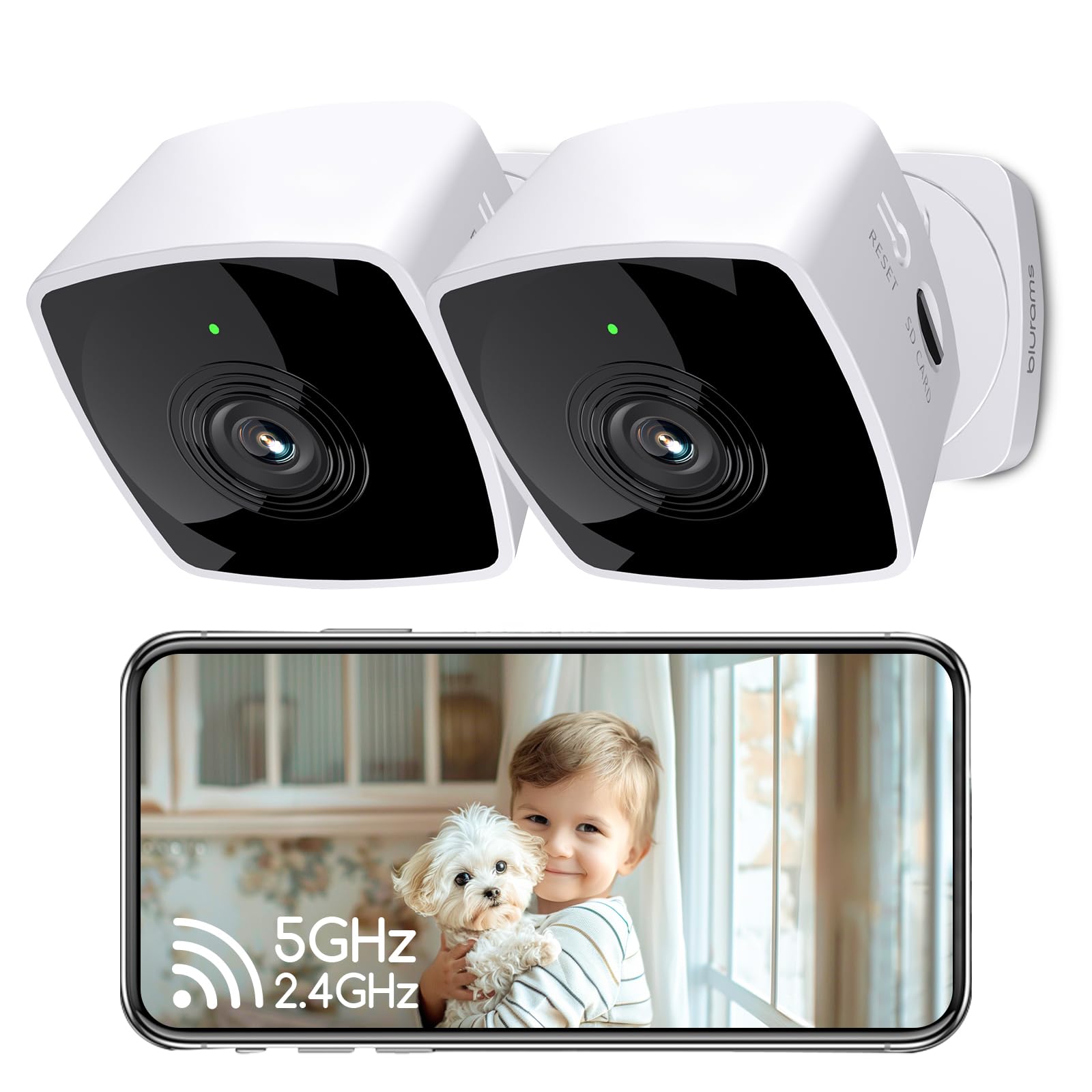 Photo 1 of blurams Cameras for Home Security 5G&2.4G, 2K Security Camera Indoor, Pet Camera with Phone App, Indoor Camera w/AI Motion Detection, 2-Way Audio, Compatible with Alexa&Google Home Assistant