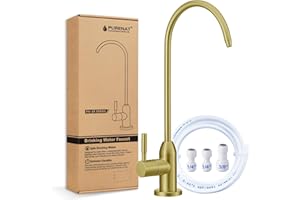 Drinking Water Faucet - Long Thread Stem Filtered Water Tap for Thick Countertop,Lead-Free RO Faucet with Hose and Quick Conn