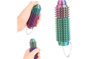 Handheld Spiky Fidget Roller, Texture Design Pain Stim Fidget Ball with Keychain Funny 3-in-1 Button Click Spiky Roller for A