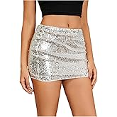 SweatyRocks Women's Sequin Skirts Glitter Shiny Bodycon Mini Skirts Night Out Party Outfits