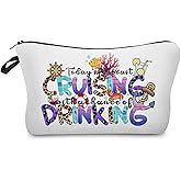 Livel lhood Cruise Themed Makeup Bag Cute Small Organizer Zipper Pouch Today's Forecast Cruising With A Chance Of Drinking Cosmetic Bag Birthday Present for Cruise Lovers Women Friends