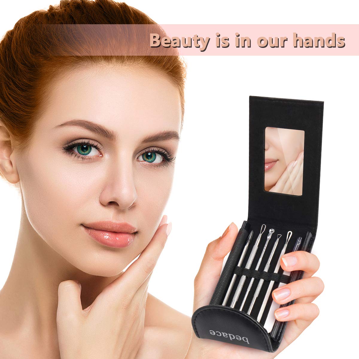 Pimple Popper Tool Kit,Blackhead Remover kit,christmas gifts Stocking Stuffers 6 PCS Ingrown Hair Removal Kit,White heads Removers,Pore Extraction Tool,Facial Skin Acne Zit Tools With A Leather Bag: Beauty