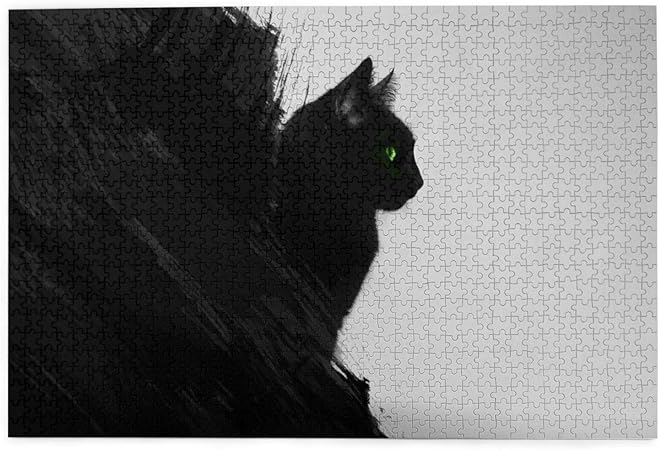 Amazon Co Jp 寂しい夜の猫 みどりの目 くろしろ Staring ジグソーパズル 木製パズル Jigsaw Puzzle おもちゃ 1000ピース 学生 子供 大人 知育 脳トレ 減圧 娯楽 ゲーム 絵画 壁飾り ギフト 初心者向け 人気 Generic