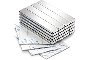 MIKEDE Magnets, 20 Pack Strong Neodymium Bar Magnets with Adhesive Backing, Rare Earth Fridge Magnets Heavy Duty, Metal Powerful Magnets for Craft, Whiteboard, Garage, Kitchen - 60x10x3 mm
