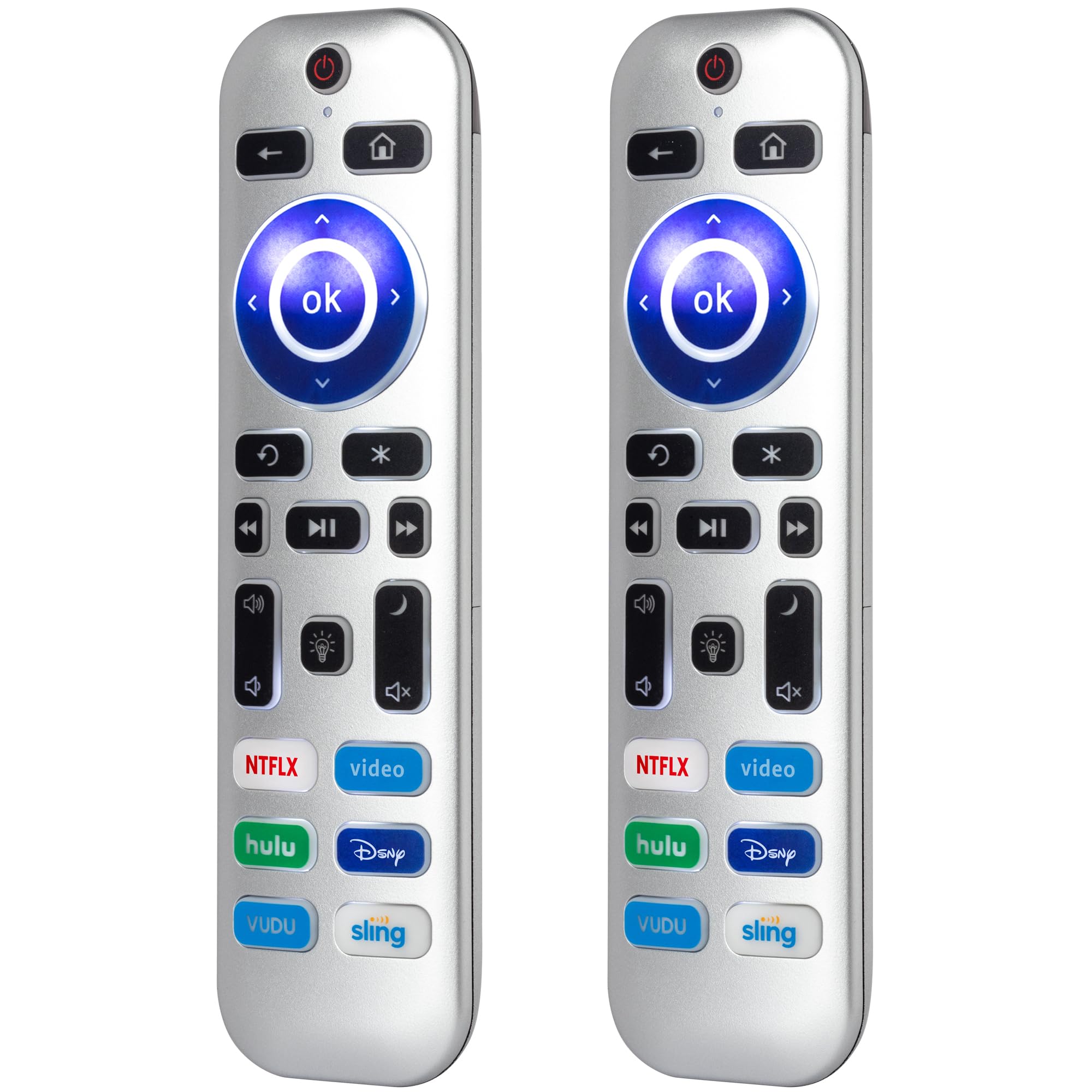Photo 1 of 2 Pack Backlit Remote Control Only for Roku TV, Fit for TCL/Onn/Hisense/Element/Sharp/Philips/Westinghouse/Insignia/JVC/RCA/Hitachi/Sanyo Roku Series TVs (Not for Roku Stick and Box)-Silver