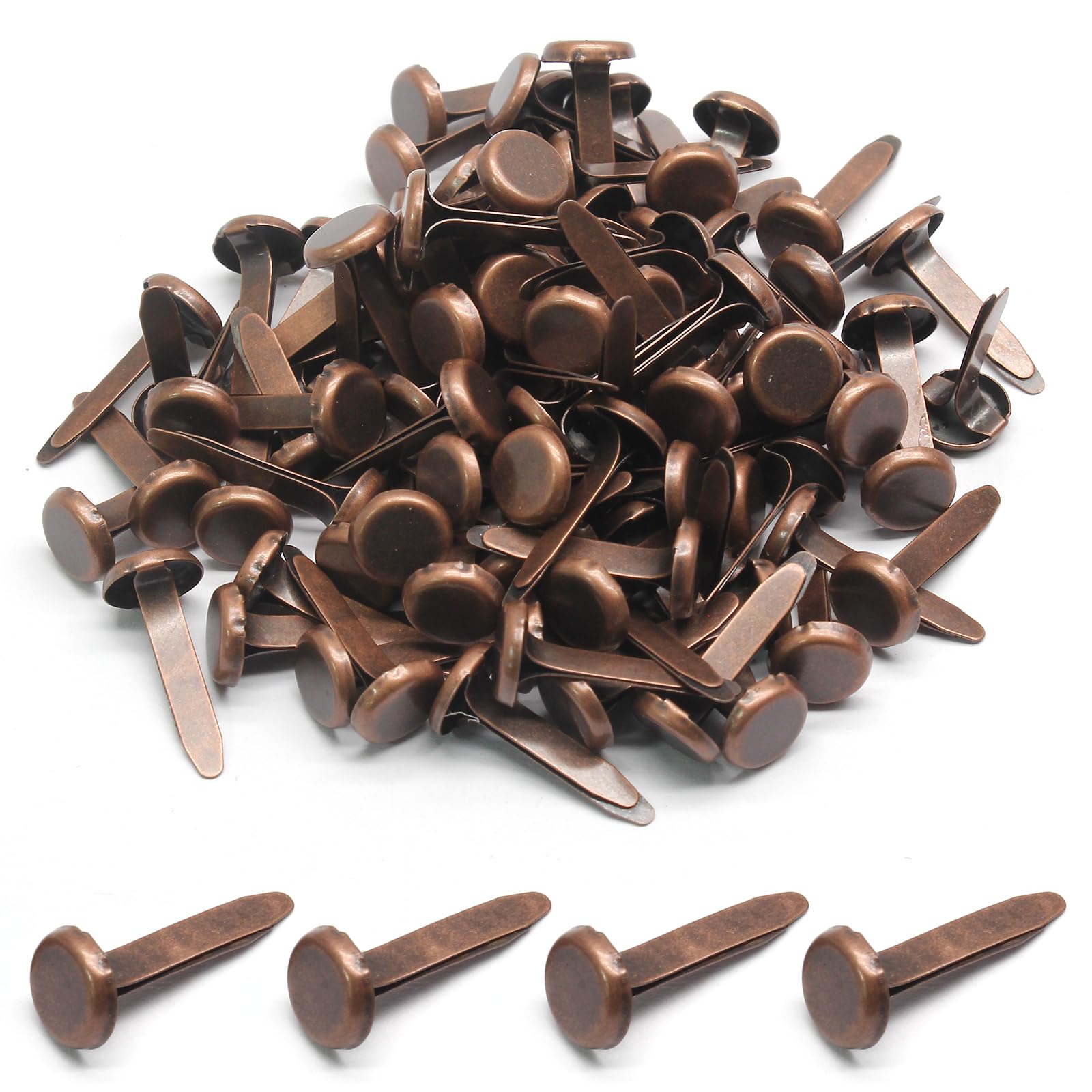 Photo 1 of Bonsicoky 100 PCS Mini Brads Fasteners - Mini Round Head Metal Paper Fasteners for DIY Craft - Bronze(8mm*17mm)