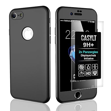 CASYLT [kompatibel für iPhone 6 & 6s] 360 Grad Fullbody Soft-Case Hülle [inkl. 2X Panzerglas] Komplettschutz TPU Handyhülle i