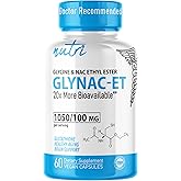 GlyNAC-ET NAC Supplement N-Acetyl Cysteine Ethyl Ester - 20x More Bioavailable Than GlyNAC - Glycine & N-acetylcysteine Ethyl Ester Anti Aging Supplement, Boost Glutathione (60 Capsules)