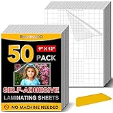 50 Pack Self Adhesive Laminating Sheets, 9 X 12 Inch, Clear Sticker Laminate Sheets Waterproof for Documents, Photos, No Mach