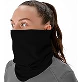 CheshKit Organic Cotton Neck Gaiter Face Mask Bandana for Dust Wind Sun Protection Men Women - Face Scarf for Outdoor Activities (Black, Small, 2 Pack)