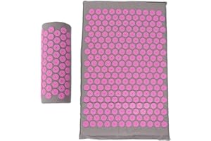 Acupressure Mat and Pillow Set for Back Neck and Muscle Relaxation Yoga Mat Acupressure Massage Pad 68 x 42 cm(Light Gray Buc