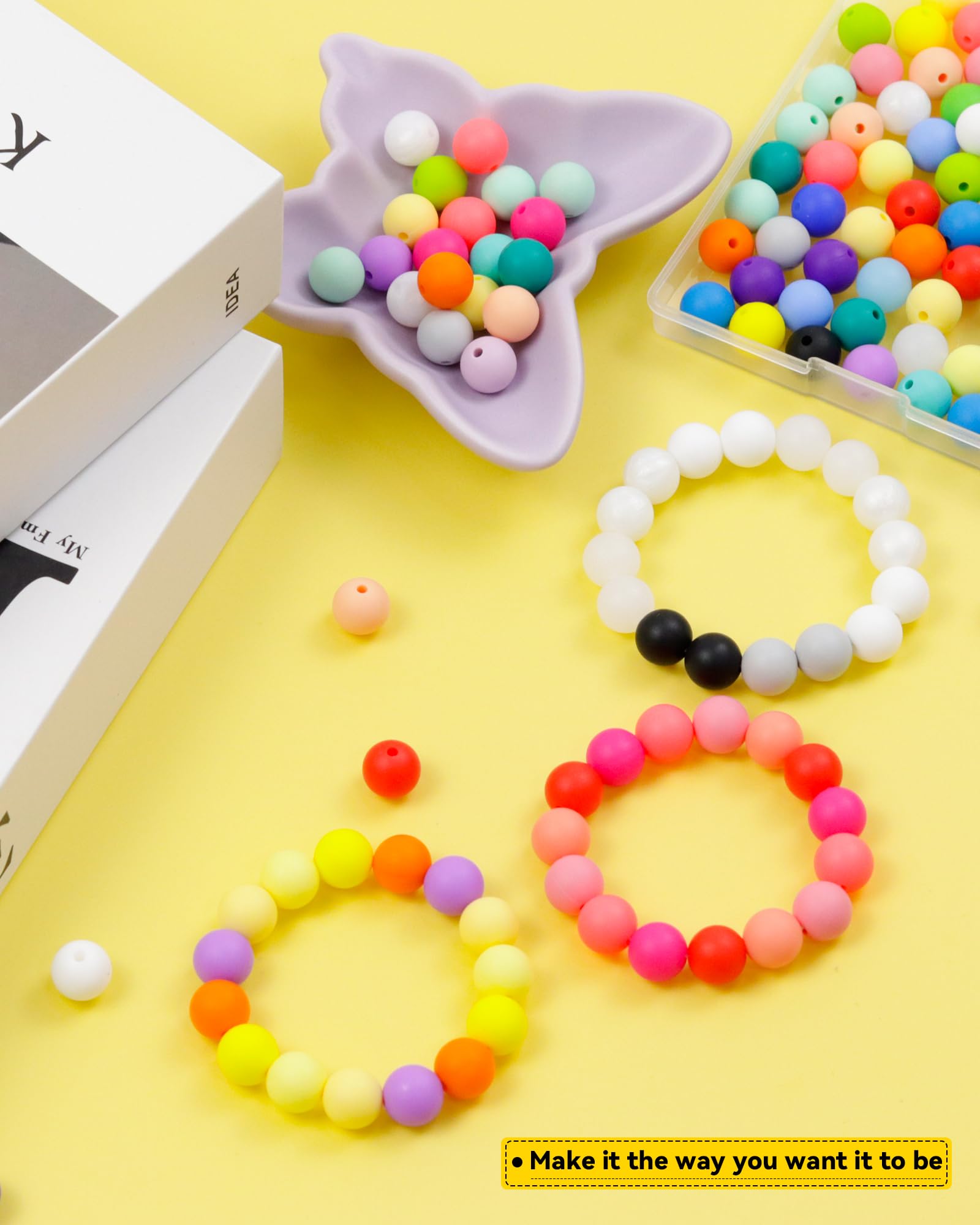180PCS FIVEIZERO Silicone Beads – 30 Colors 12mm Round Rubber Beads Bulk for DIY Crafts, Keychain Accessories & Jewelry Making