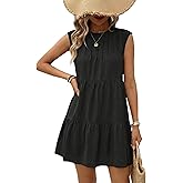 Acelitt Women's Summer Dresses 2026 Beach Casual Deep V Neck Loose Sundress Short Sleeve Mini Dress with Pockets(Size Down)