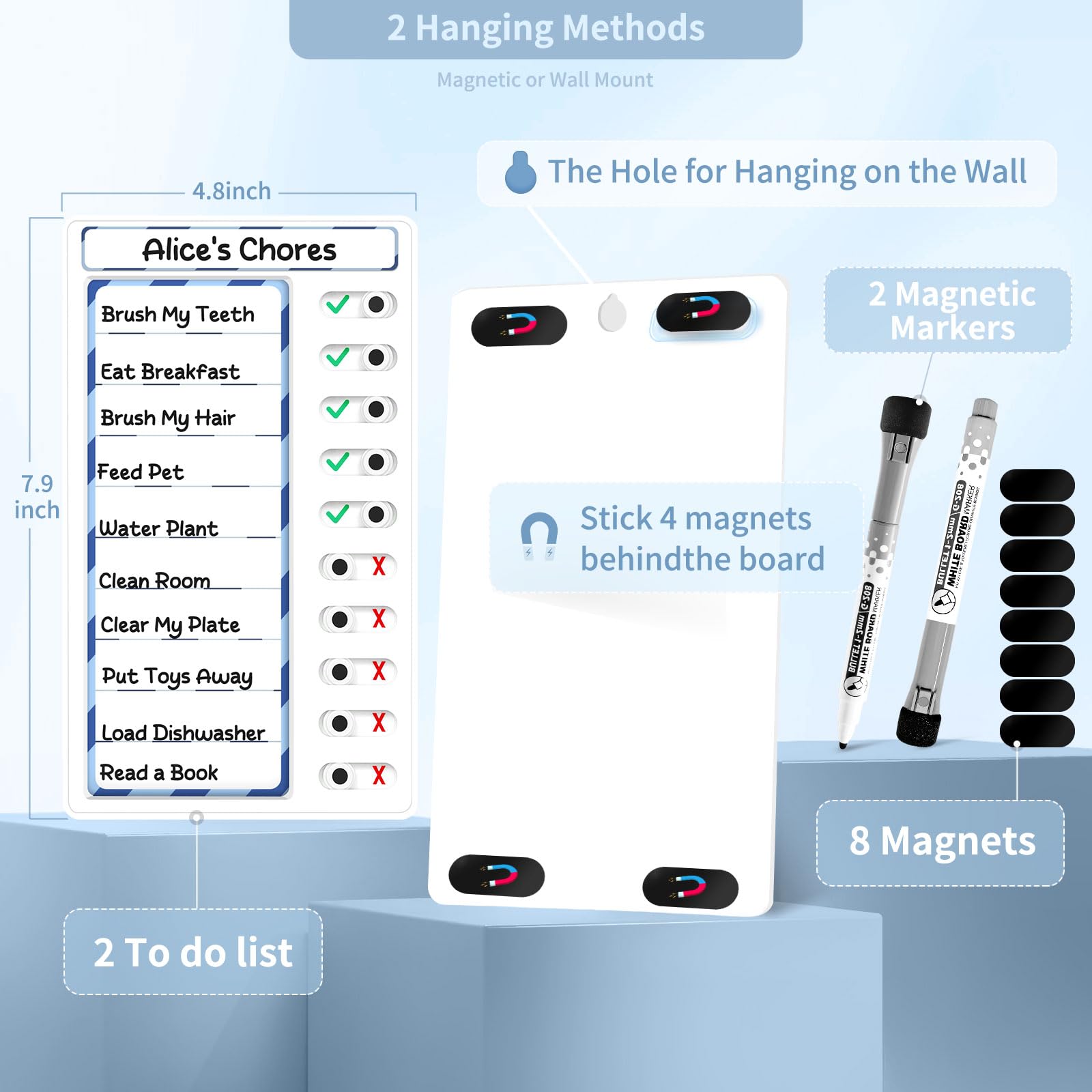 Mua 2 Pcs Dry Erase Chore Chart for Kids - Magnetic Checklist and to Do ...
