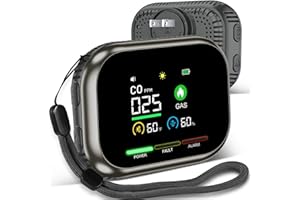 DOVERC Smart-Rotating UI Gas & Carbon Monoxide Detectors Plug in, 4-in-1 Natural Gas CO Detector, Portable Carbon Monoxide Alarm Detector with Battery Backup/Digital Display/Temp/Humidity for Travel, Home