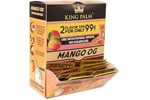 Mango OG - King Palm Flavors Filter Tips (50 pack Retail Display) - Flavored Pre Rolled Tips - with Corn Husk and Organic Rol