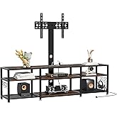 VECELO TV Stand with Mount and Power Outlet, Height Adjustable Entertainment Center with Storage Shelves for 55/65/70/75/80 inches Televisions, Console Table for Living Room, Bedroom, Rustic Brown