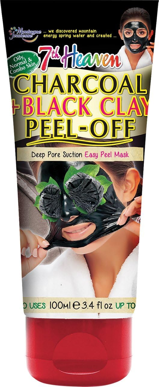 7th Heaven Charcoal & Black Clay Peel Off, 100 ml tube with Witch Hazel for Ultra Clean and Smooth Skin, 100 ml (Pack of 1)