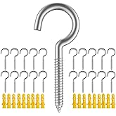 YAIRMIS 20pc 304 Stainless Steel Heavy Duty Screw Hooks, 2" Eye Bolts, Indoor/Outdoor, Wall, Wood, PVC