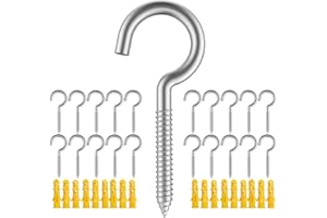 YAIRMIS 20pc 304 Stainless Steel Heavy Duty Screw Hooks, 2" Eye Bolts, Indoor/Outdoor, Wall, Wood, PVC