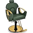 Dangvivi Dark Green Barber Chair for Home Barbershop, Reclining Hydraulic Hair Salon Armchair, 360°Rotation,135°Recline,Beauty Salon Hairstylist Styling Chairs