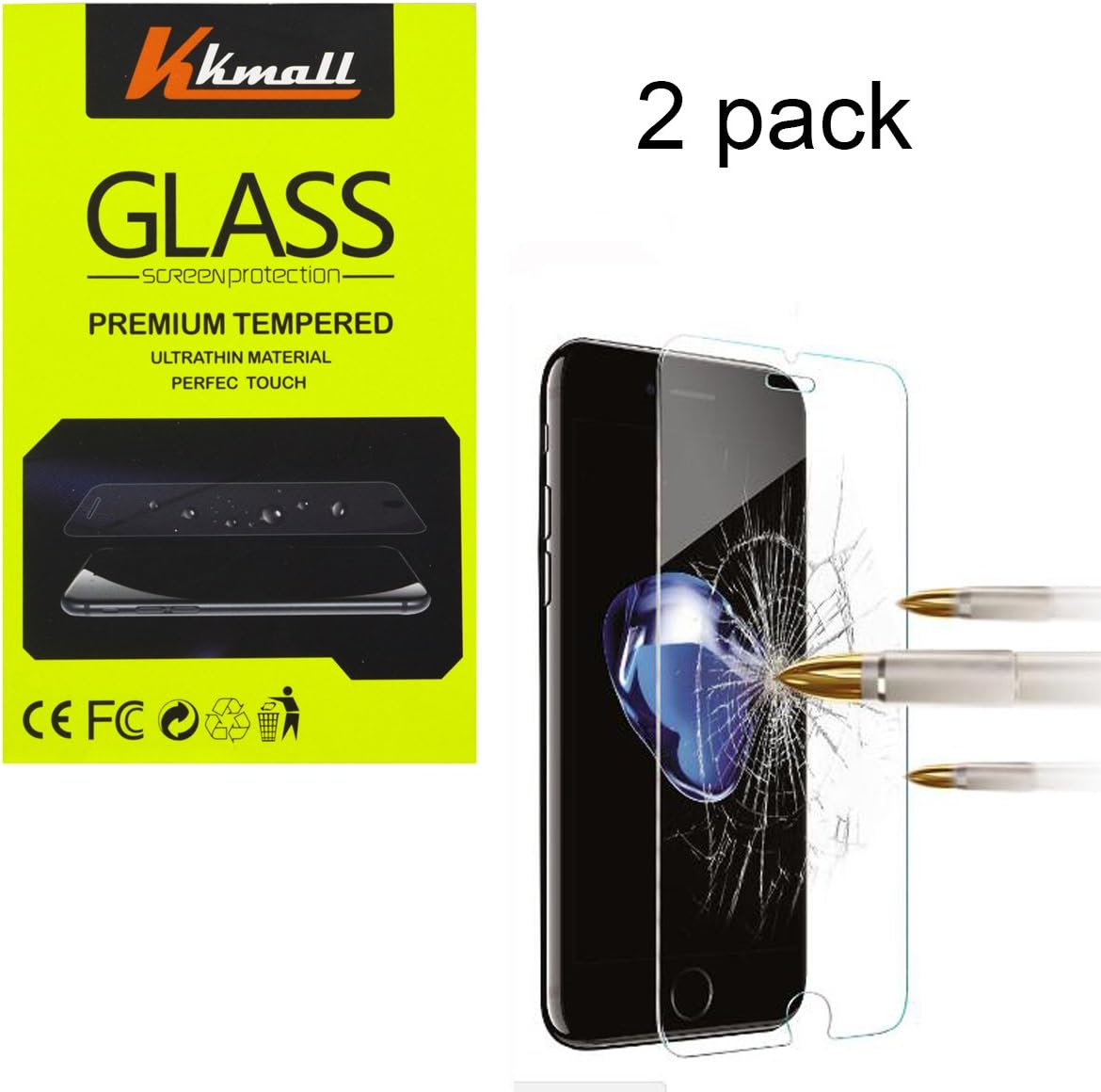 iPhone 7 plus Screen Protector, 2 pack Tempered Glass 0.2mm,2.5D Bubble-Free 9H Hardness Scratch-resistant Screen Protector for Apple iPhone 7 plus 5.5 inch