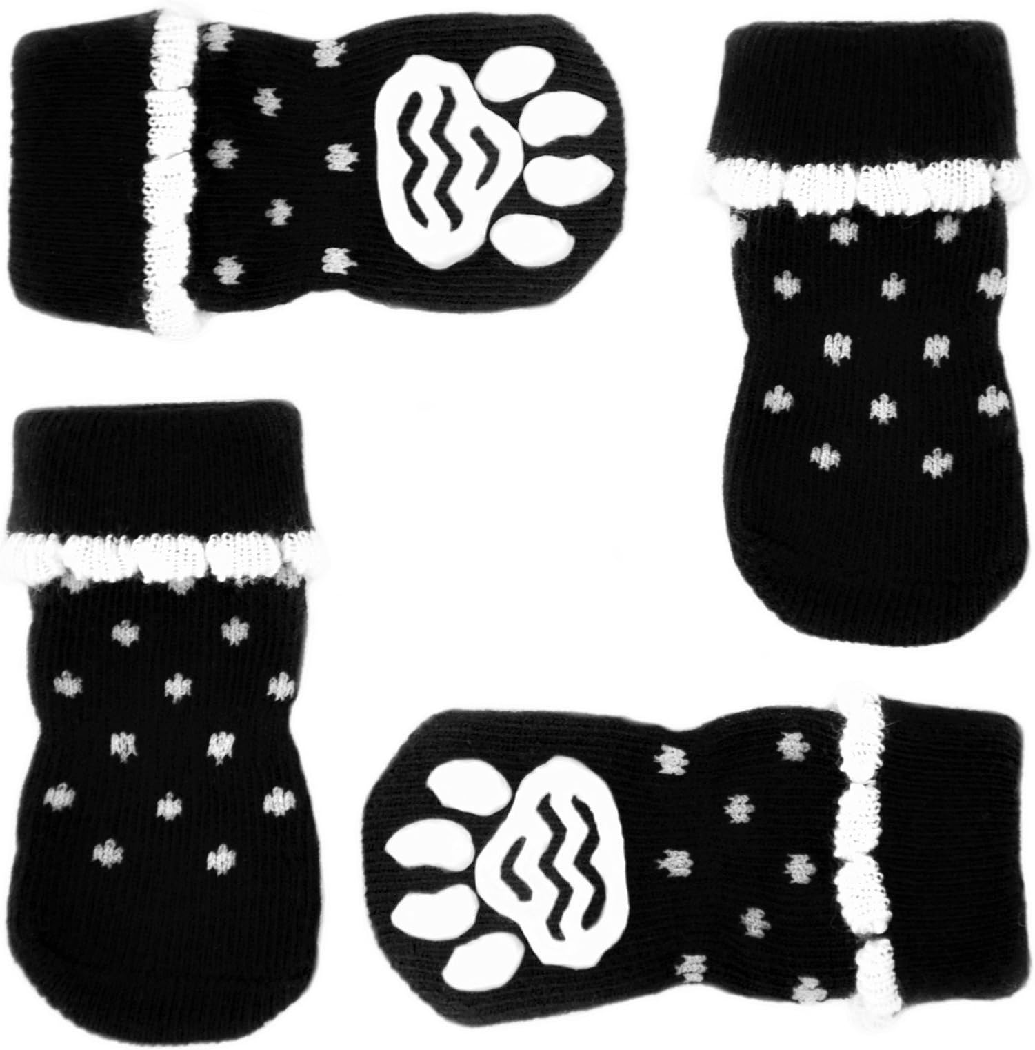 Posch Anti-Slip Knit Socks for pets with Traction Soles for Indoor Wear, Slip On Paw Protectors