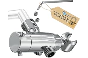 HammerHead Showers Solid Metal 3-Way Shower Diverter Valve with Shower Head Holder, Universal Splitter for Handheld Spray Wand and Rain Showerhead, Chrome
