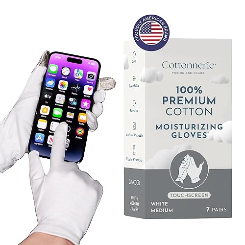 Cottonnerie Cotton Gloves for Dry Hands Sleeping, Moisturizing