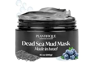 PLANTIFIQUE Dead Sea Mud Mask for Face Body Care with Hyaluronic Acid for Women and Men - Pore Minimizer Skin Care - Deep Cleansing Skin Purifying Face Mask for Blackheads Oily Skin - 8.1oz/240g