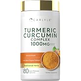 Carlyle Turmeric Curcumin with Black Pepper | 180 Capsules | Turmeric Complex Supplement | Non-GMO, Gluten Free