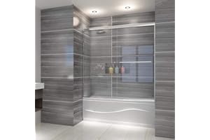 ELEGANT 58.5-60 in. W x 57 3/8 in. H Bypass Sliding Bathtub Glass Doors, Semi-Frameless Shower Door with 1/4 in. Clear Tempered Glass, Chrome Finish