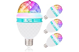 IAGBIBUI Disco Ball Light Bulb, 3w E27 RGB Color Rotating Bulb Led Party Bulbs, Magic Ball Light for for Disco, Holiday, Birthday, Club, Halloween, Christmas, Bar, Indoor & Outdoor(4 Pack)