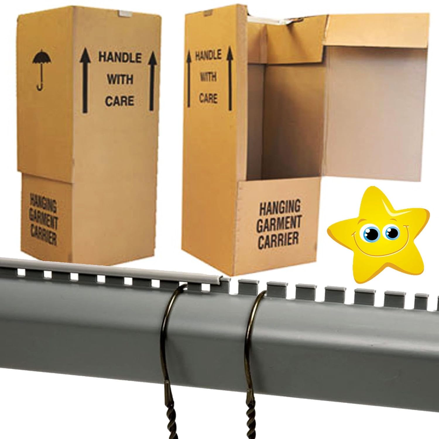 New Large Strong Wardrobe Cardboard Boxes With Hanging Rails For