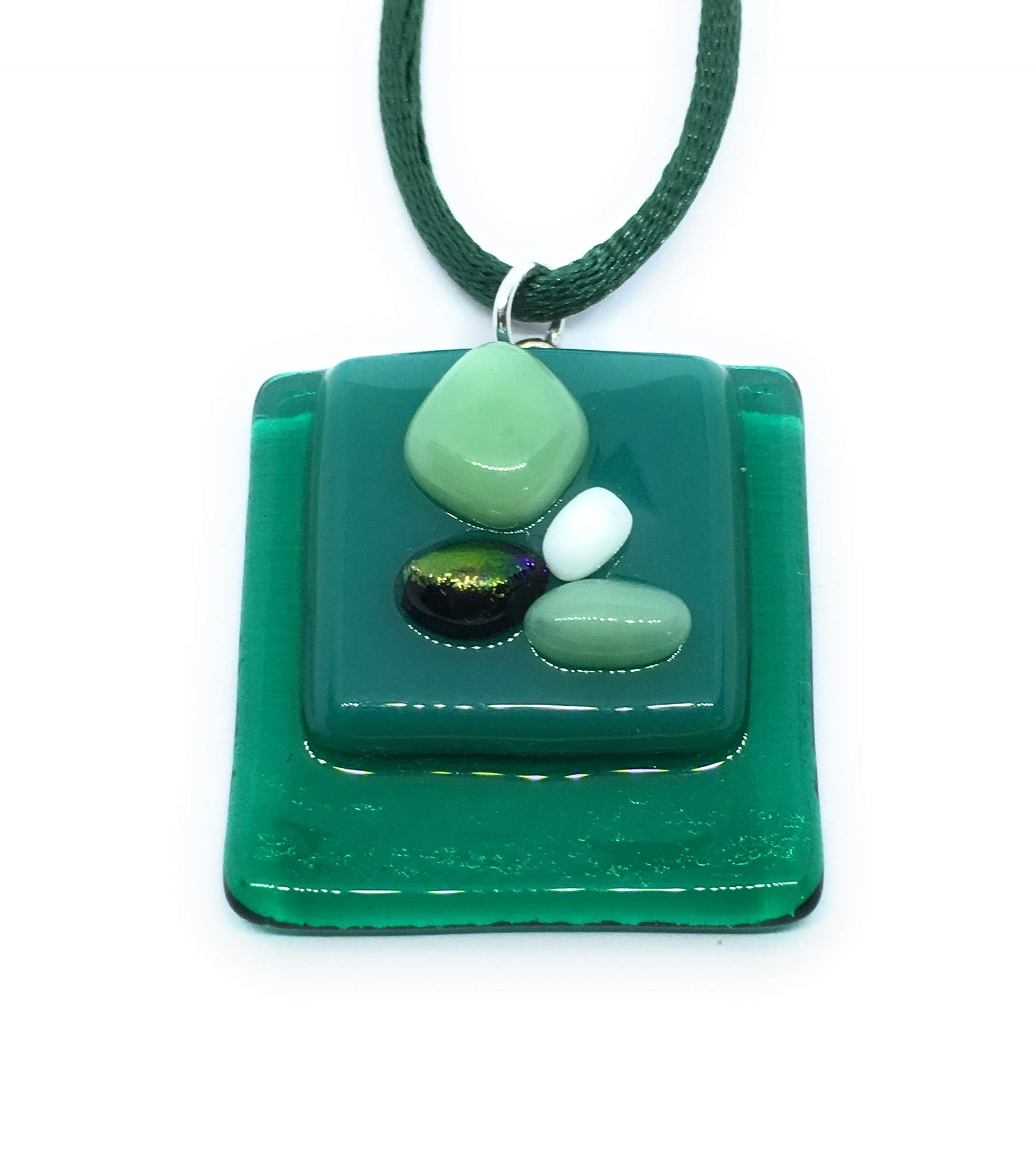 Glass Pendant, Dichroic Glass Pendant, Handmade Glass Pendant, Rainbow Pendant, Multicoloured Pendant, Mosaic Pendant, Heart Pendant, 3cm x 3cm