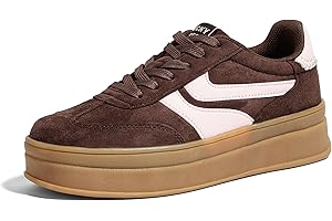 LUCKY STEP Platform Sneakers for Women Fashion Retro Thick Rubber Gum Sole Comfortable Tennis Skate Trainer Classic Walking S