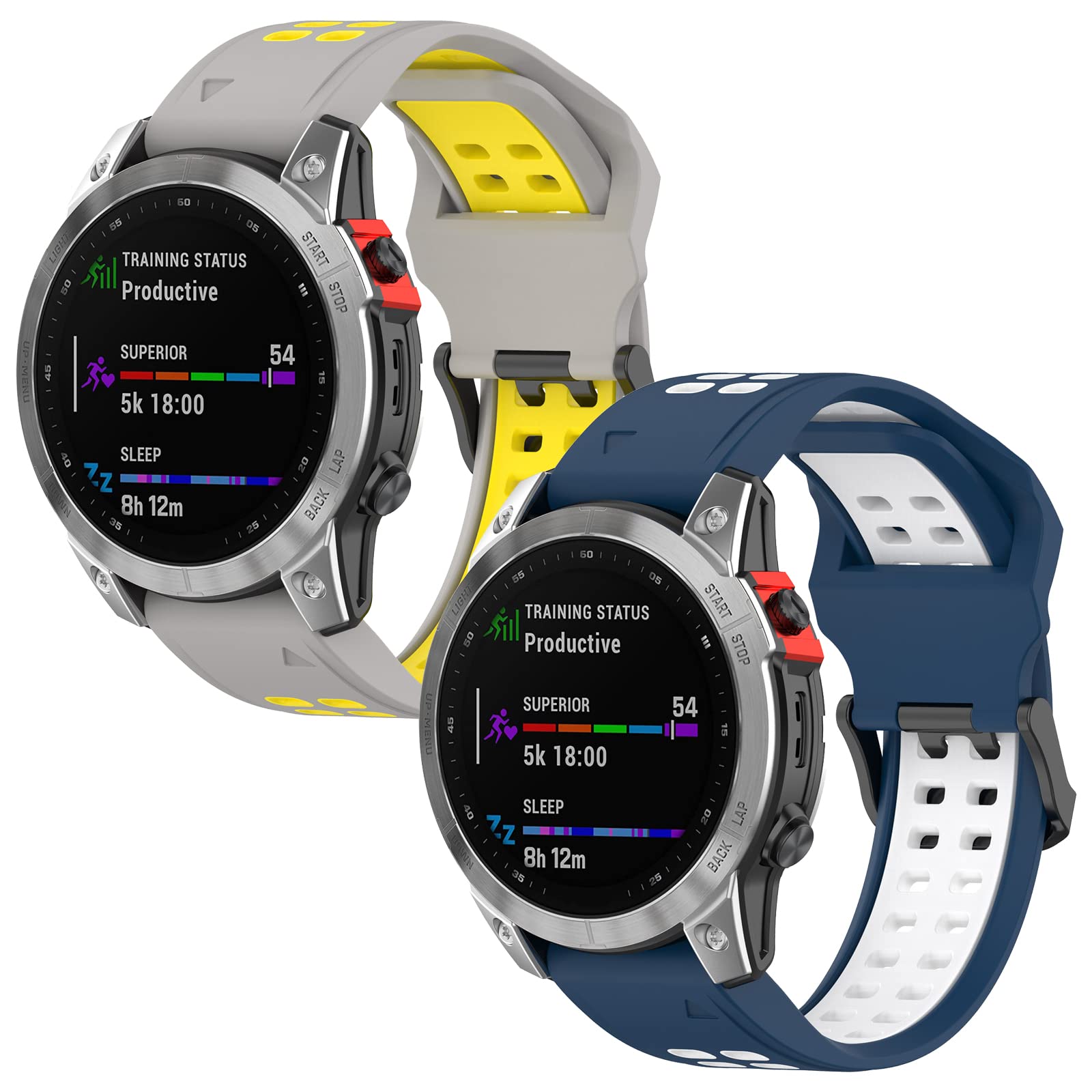 SMYAOSI 20mm Strap Compatible with Garmin Fenix 7S/ Fenix7S Solar/Fenix 7S Sapphire Solar, Sport Silicone Replacement Strap for Garmin Fenix 6S/ Fenix 6S Pro/Fenix 5S Plus/instinct 2S (2 Pieces-f)