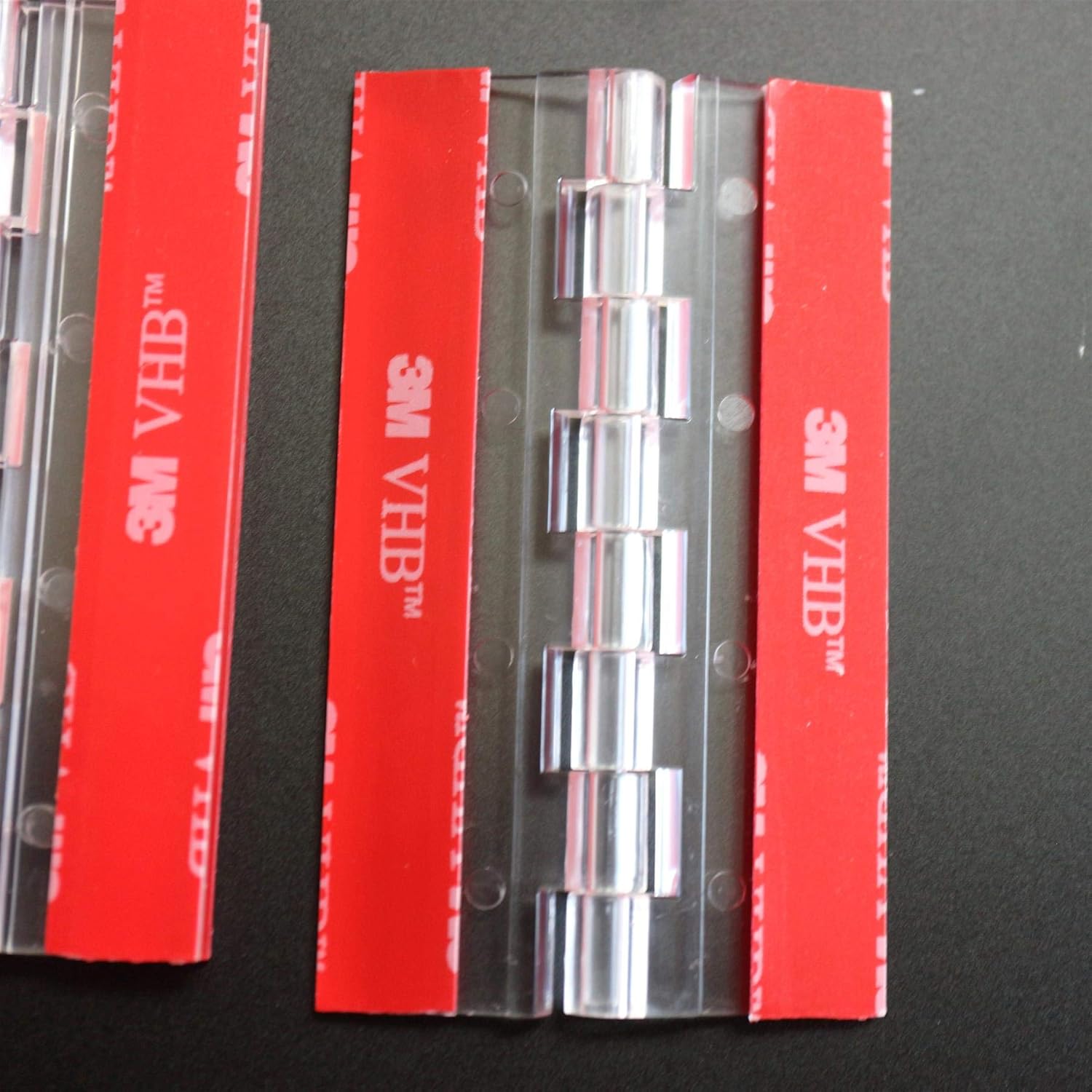 4X Acrylic Piano Hinges - No Glue Required. Transparent Clear Plastic 75mm