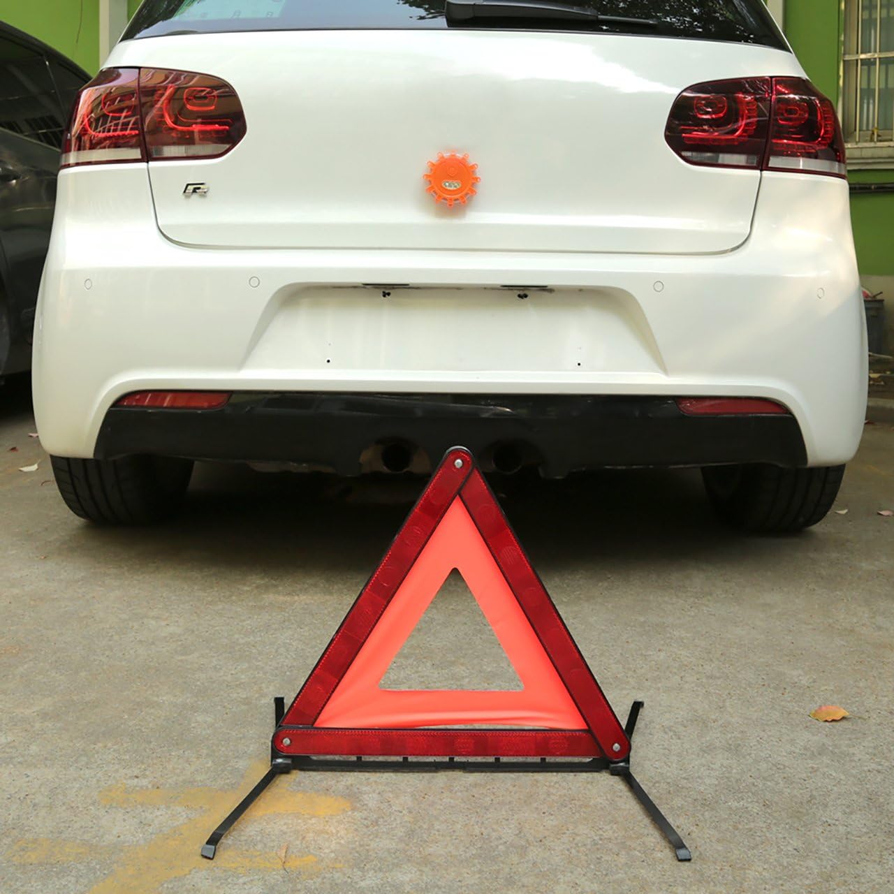DEDC Car Safety Triangle Warning Kit, Roadside Emergency Kit with Reflective Warning Triangle,Visibility Roadside Vest, LED Road Flares Emergency Lights, Set of 4: Automotive