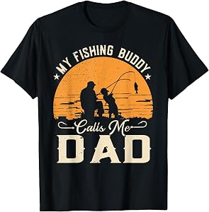 Fishing Buddies Dad and Son Fathers Day Matching Fishing T-Shirt