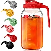 AsstarJTK Glass Mason Jar Pitcher - 64 oz/2 Quart Wide Mouth Jug with Lid and Pour Spout, Airtight Seal, Leak Proof Iced Tea Pitcher for Sun Tea, Juice, Breast Milk, Cold Beverages, Coffe