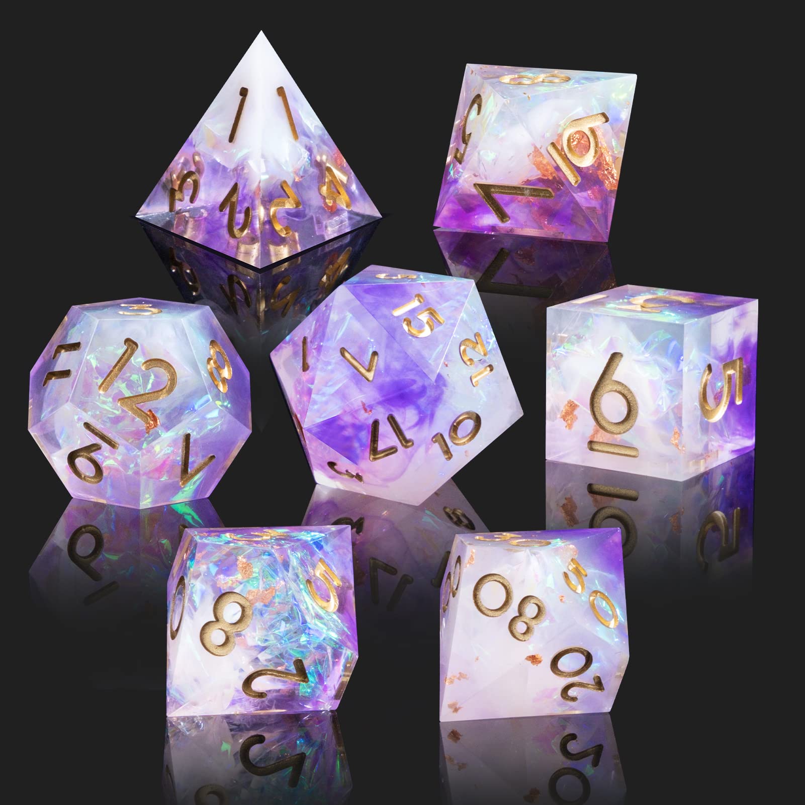 Cttasty DND Dice Set Resin Sharp Edge Dice Set