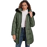 ALSOGO Women's Winter Coats Warm Mid-Length Down Jackets Outwear With Removable Fur Trim Hood