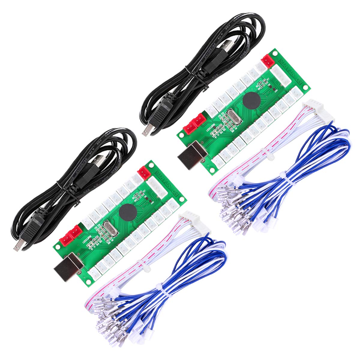 EG STARTS Arcade 2 Player Zero Delay USB Encoder to PC Games Controller Arcade Joystick Buttons for PC, MAME, Raspberry Pi, Arcade1Up - 3x Red Power Outputs (5Pin + Happ Style)