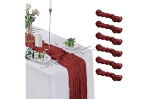 flohar 6 Pack Terracotta Cheesecloth Table Runner 9ft,17 x 108 inch Gauze Table Runners Rustic Romantic Wedding Runner for Wedding Bridal Shower Fall Decoration