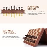 Peradix 25cm Magnetic Chess & Checkers Set Folding Board Kids Adults Brown view 5