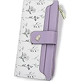 Farcauo Wallet Women Slim Wallets for Women with RFID Blocking Cute Thin Purple Women's Wallet Kawaii Flower Womens Ladies Card Holder Wallets