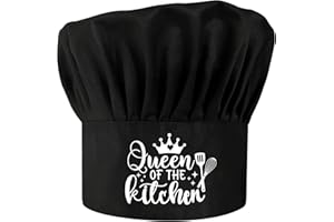 JXUBEURO Queen of The Kitchen, Funny Chef Hat, Adjustable Cooking Hat for Women, Female Chef Gift, Cooking Grilling Baking Work Cap - Black
