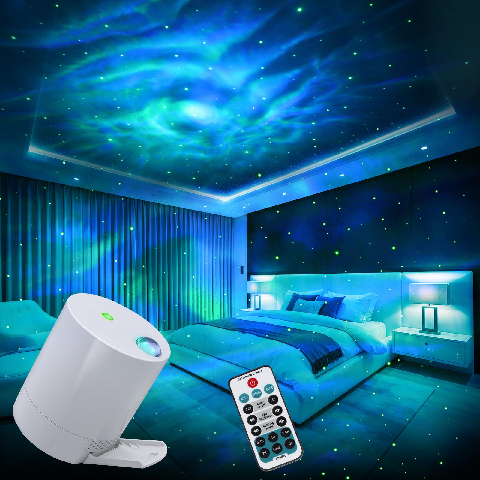 CAIYUE Star Projector Galaxy Projector, Exquisite Nebula Night Light Projector, Ocean Wave Galaxy Light with Remote Control,with Adjustable Speed and Brightness, Adults, Bedroom,Party