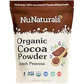 NuNaturals Organic Fair Trade Cocoa Powder, Premium Dutch-Process For Drinking and Baking, 1 lb